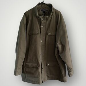 SYNRGY DXL Olive Green Canvas Military Field Jacket  Lined Mens 3XL